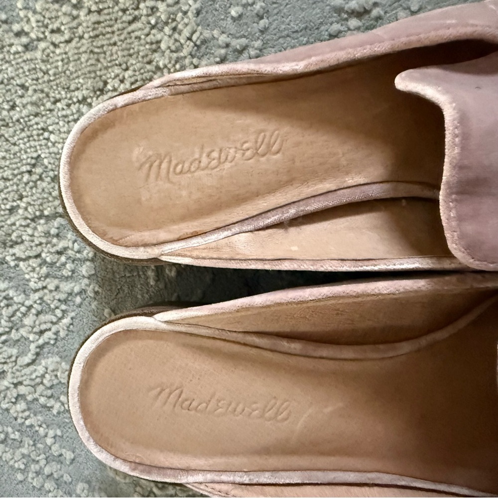 Madewell Willa Loafer Mules pink plush velvet slip on loafer flats size 9 - Picture 4 of 11